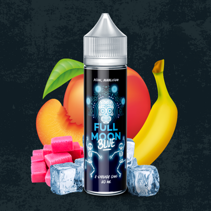 E-liquide Full Moon Blue 50ml - Saveur Banane, Pche, Bubble-gum Wevape E-liquide Full Moon Blue 50ml - Saveur Banane, Pche, Bubble-gum Wevape