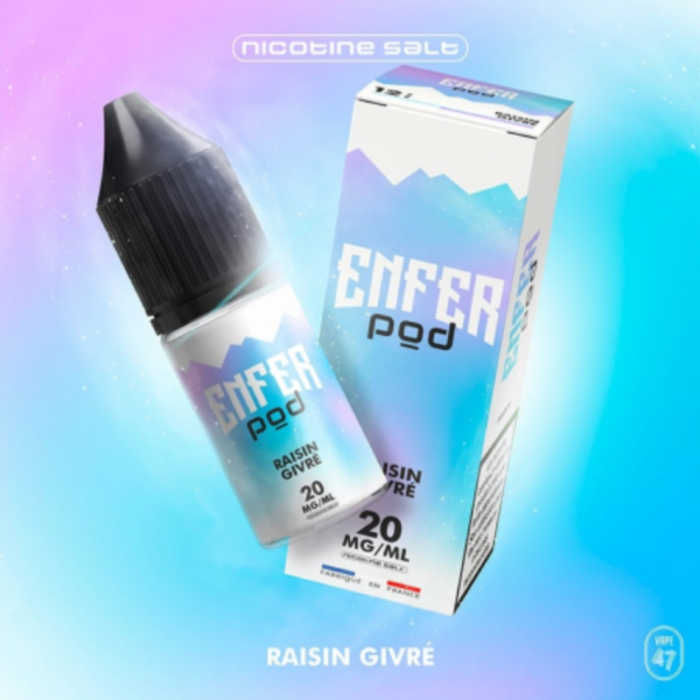 E-liquide sel raisin givré de chez Enfer pod vape 47
